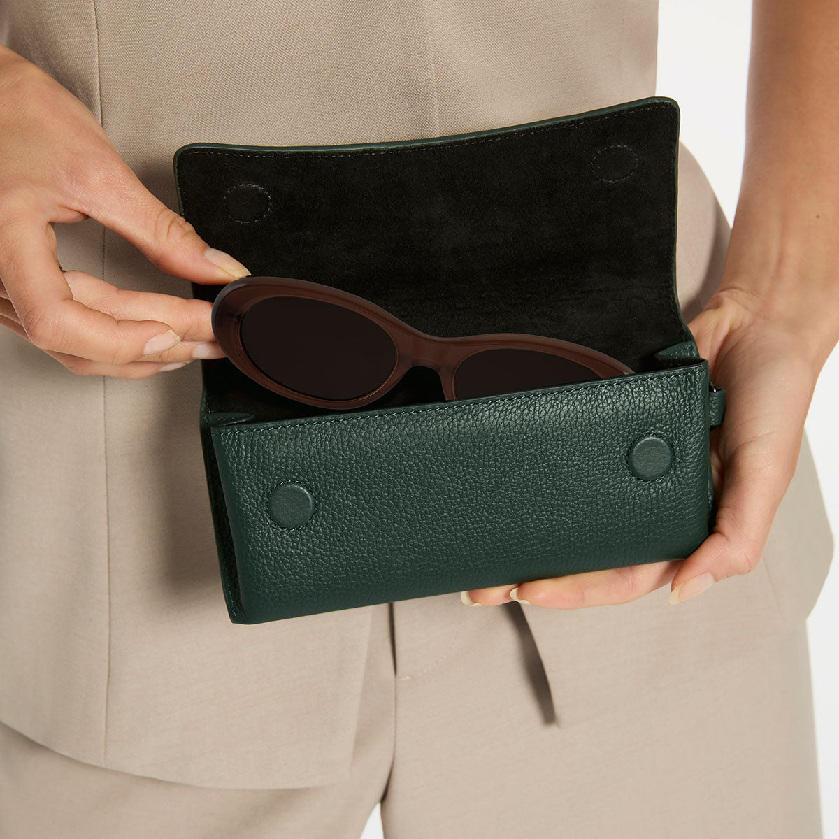 Status Anxiety ‘Into The Ether’ Leather Sunglasses Case Teal