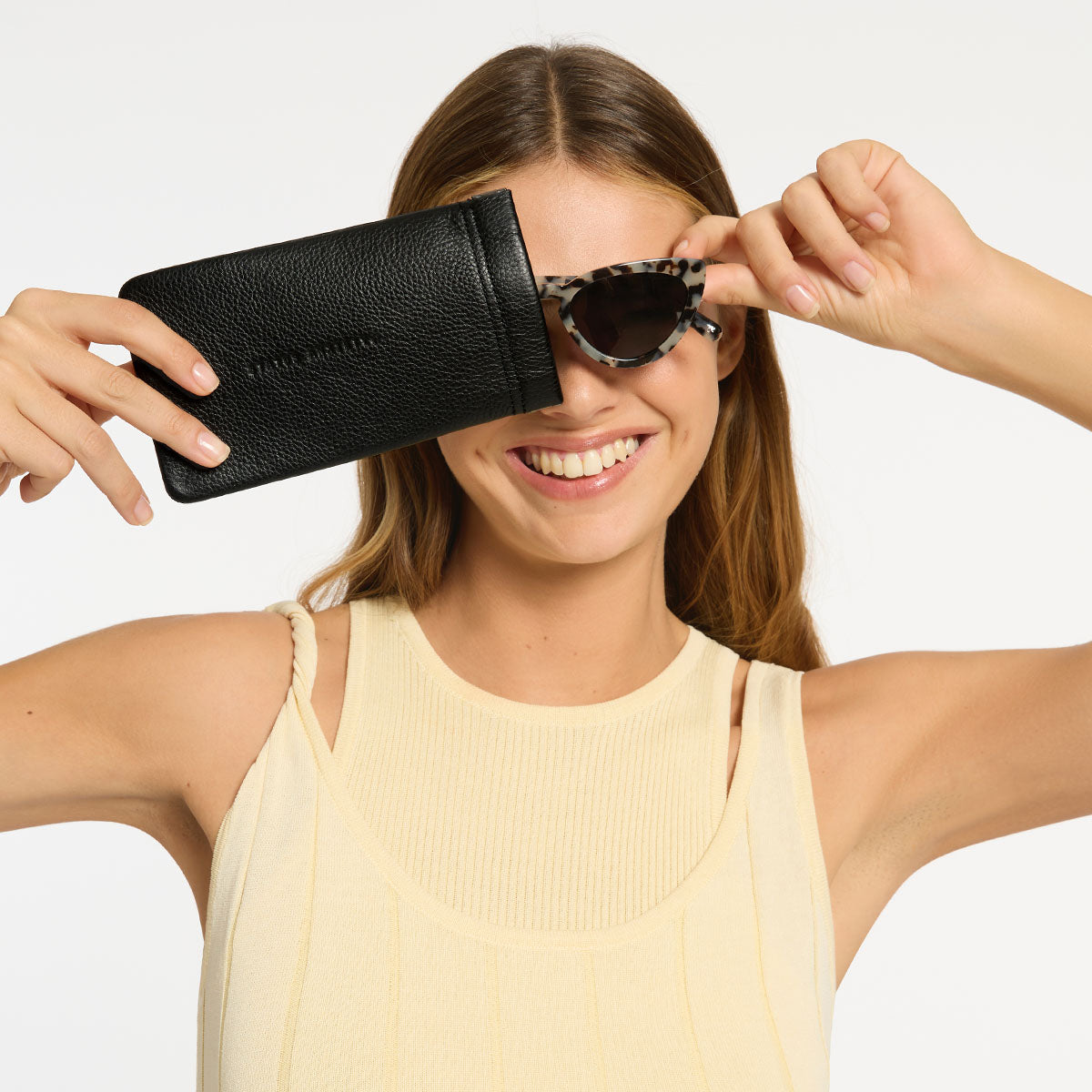 Status Anxiety Keepsake Leather Glasses Pouch Black