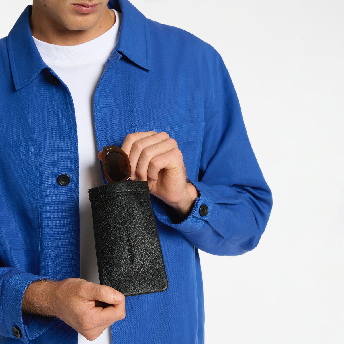 Status Anxiety Keepsake Leather Glasses Pouch Black