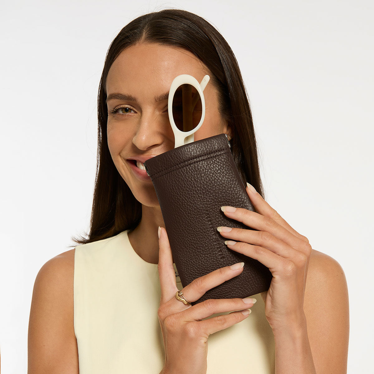 Status Anxiety Keepsake Leather Glasses Pouch Cocoa