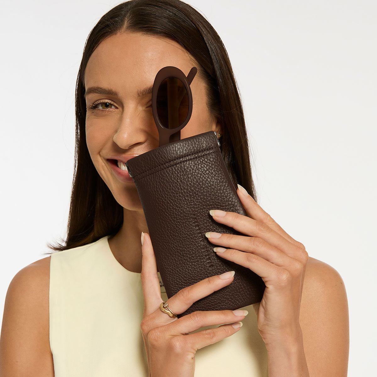 Status Anxiety Keepsake Leather Glasses Pouch Cocoa