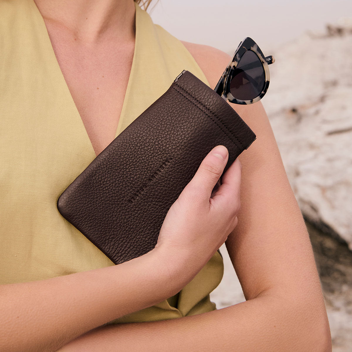 Status Anxiety Keepsake Leather Glasses Pouch Cocoa
