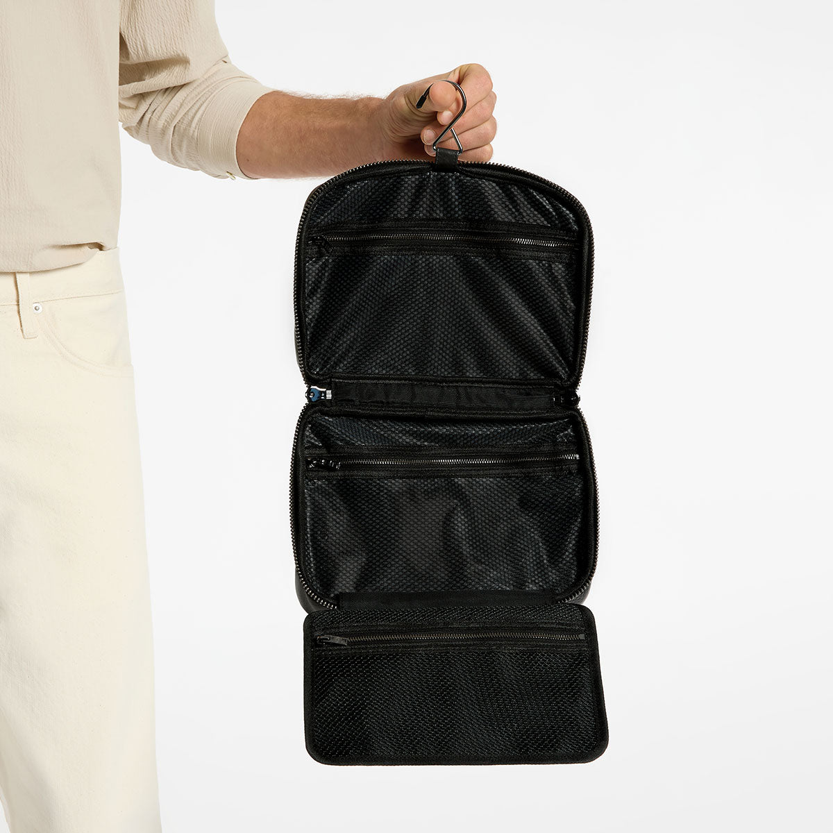 Status Anxiety Farther Away Black Leather Toiletries Bag For Men