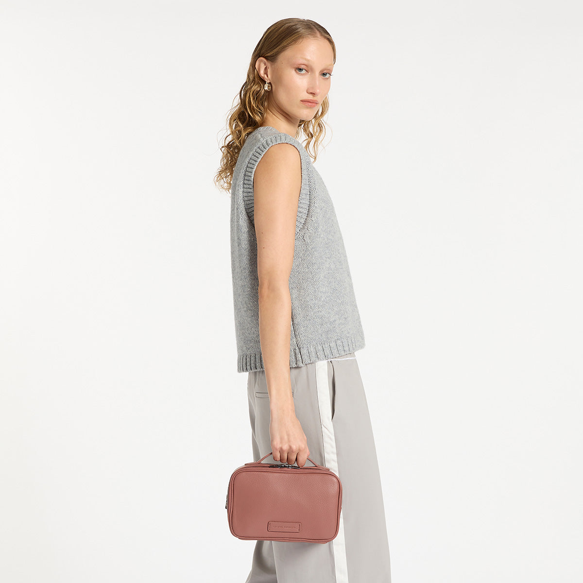 Status Anxiety Other Side Leather Toiletries Bag Dusty Rose