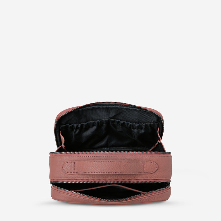 Status Anxiety Other Side Leather Toiletries Bag Dusty Rose