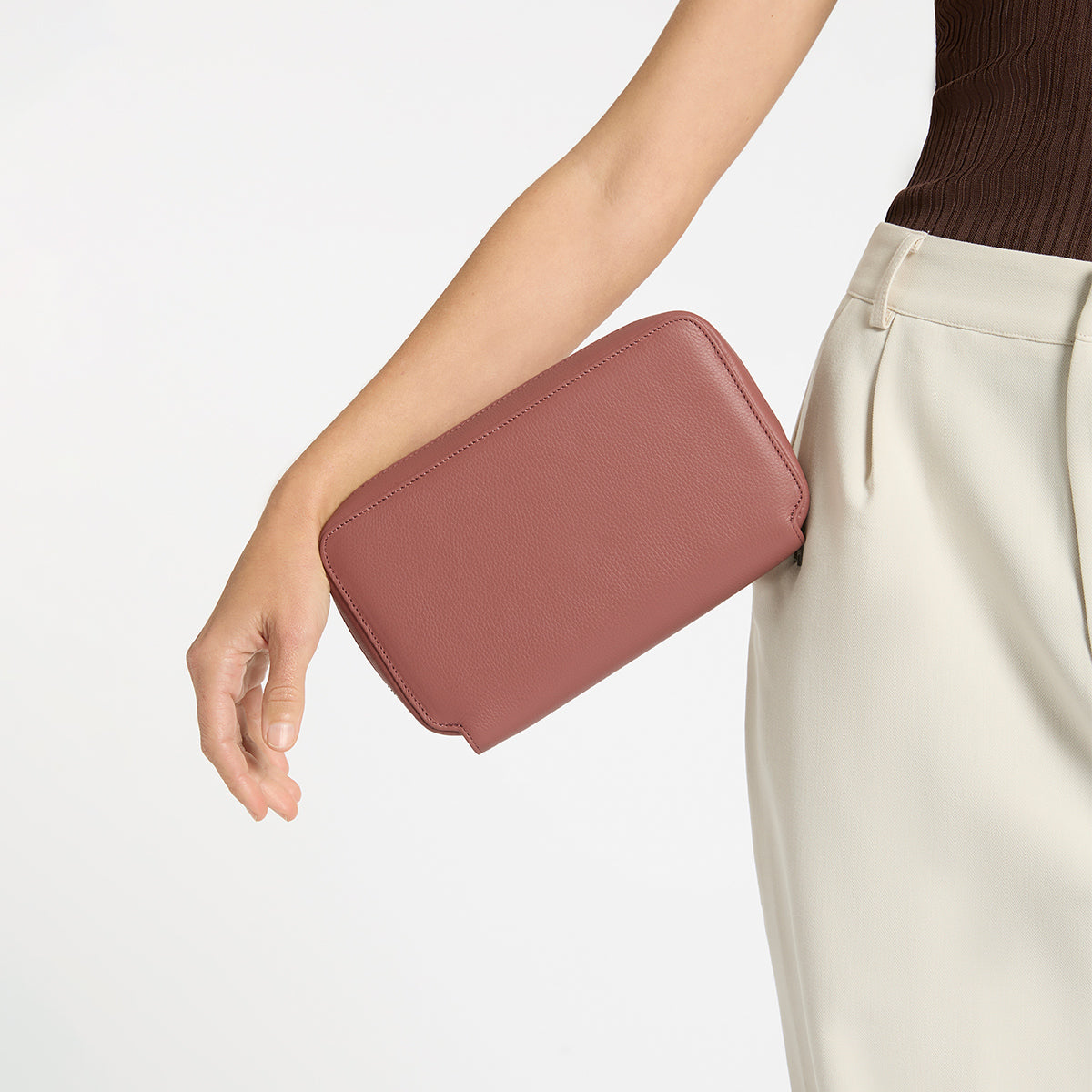 Status Anxiety Home Soon Leather Tech Case Dusty Rose