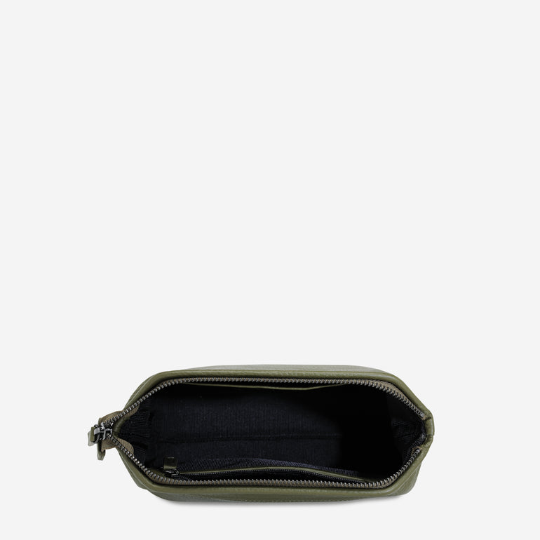 Status Anxiety Thinking of a Place Leather Toiletry Bag Khaki