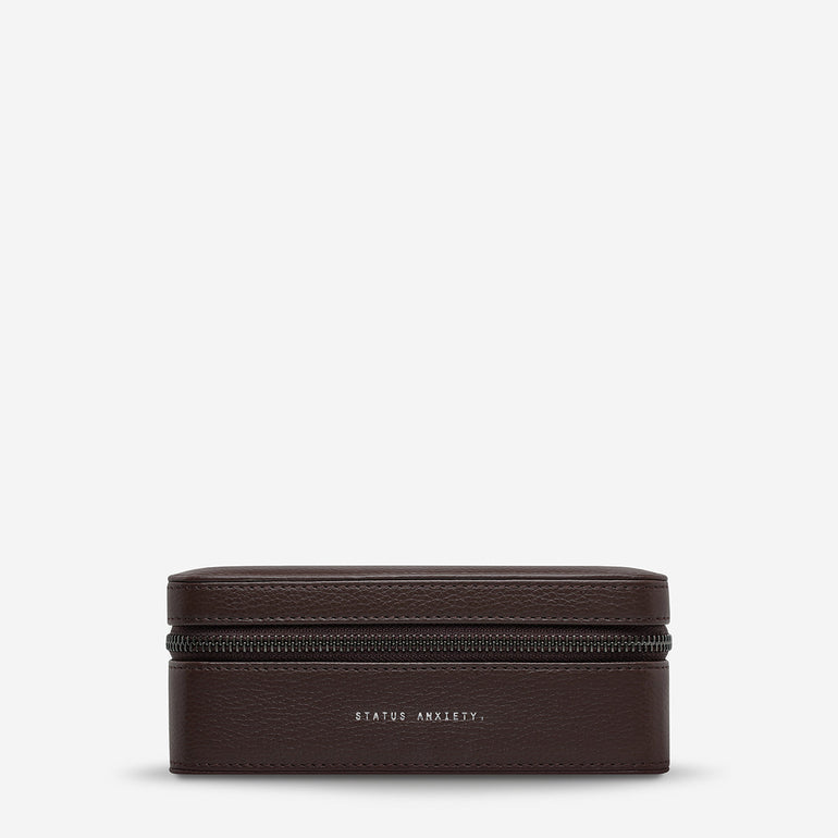Status Anxiety Along For The Ride Leather Jewellery Case Cocoa