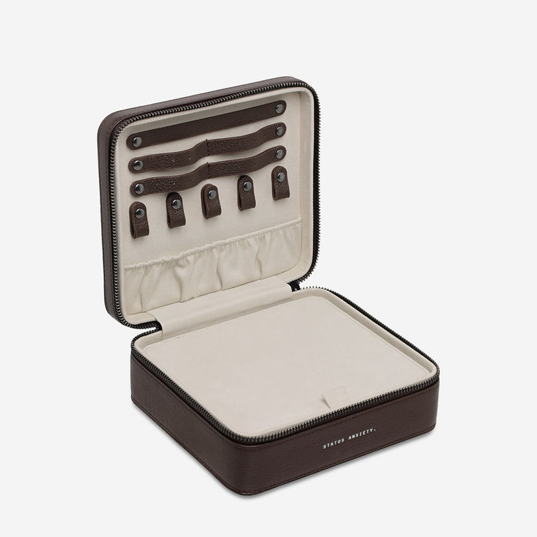 Status Anxiety Along For The Ride Leather Jewellery Case Cocoa
