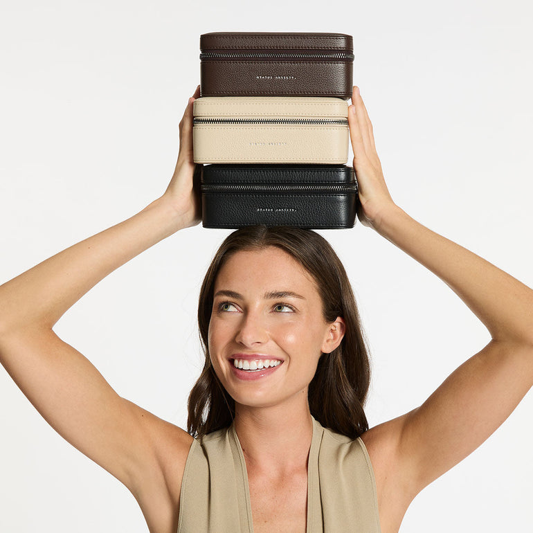 Status Anxiety Along For The Ride Leather Jewellery Case Oat