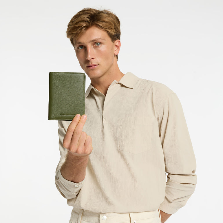 Status Anxiety In Transit Khaki Leather Passport Wallet For Men