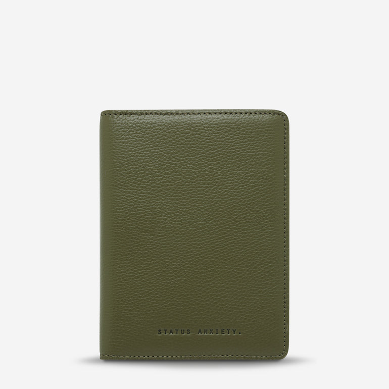 Status Anxiety In Transit Leather Passport Wallet Khaki