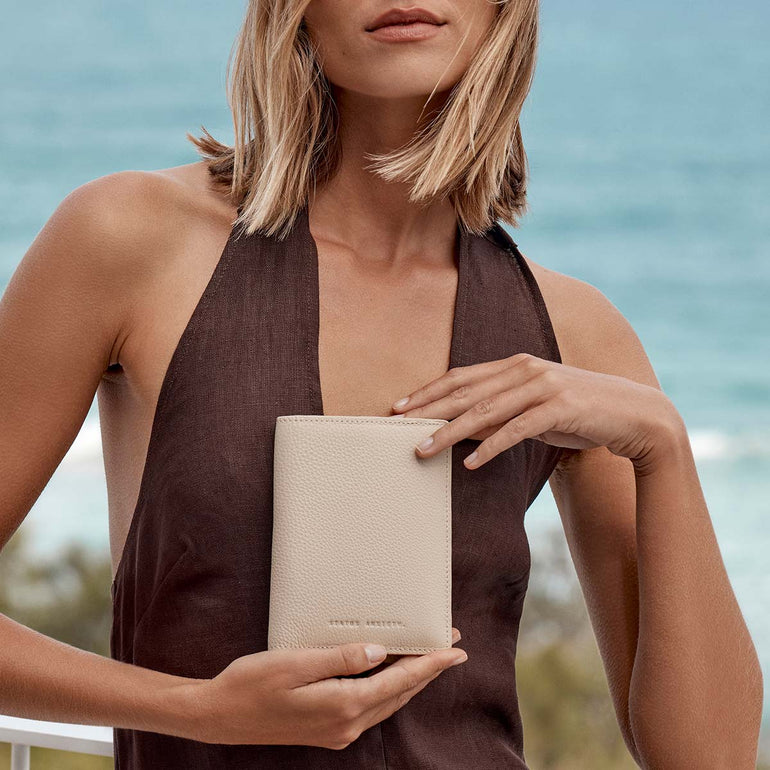 Status Anxiety In Transit Leather Passport Wallet Oat