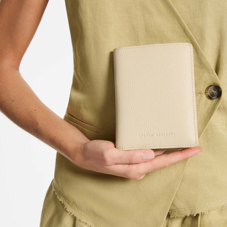 Status Anxiety In Transit Leather Passport Wallet Oat