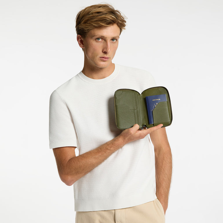 Status Anxiety Nowhere To Be Found Leather Travel Wallet Khaki