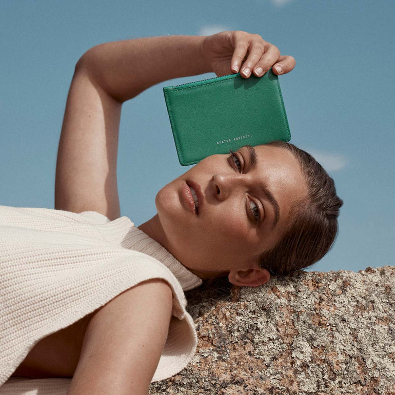 Status Anxiety Gone Again Leather Wallet Emerald Nappa