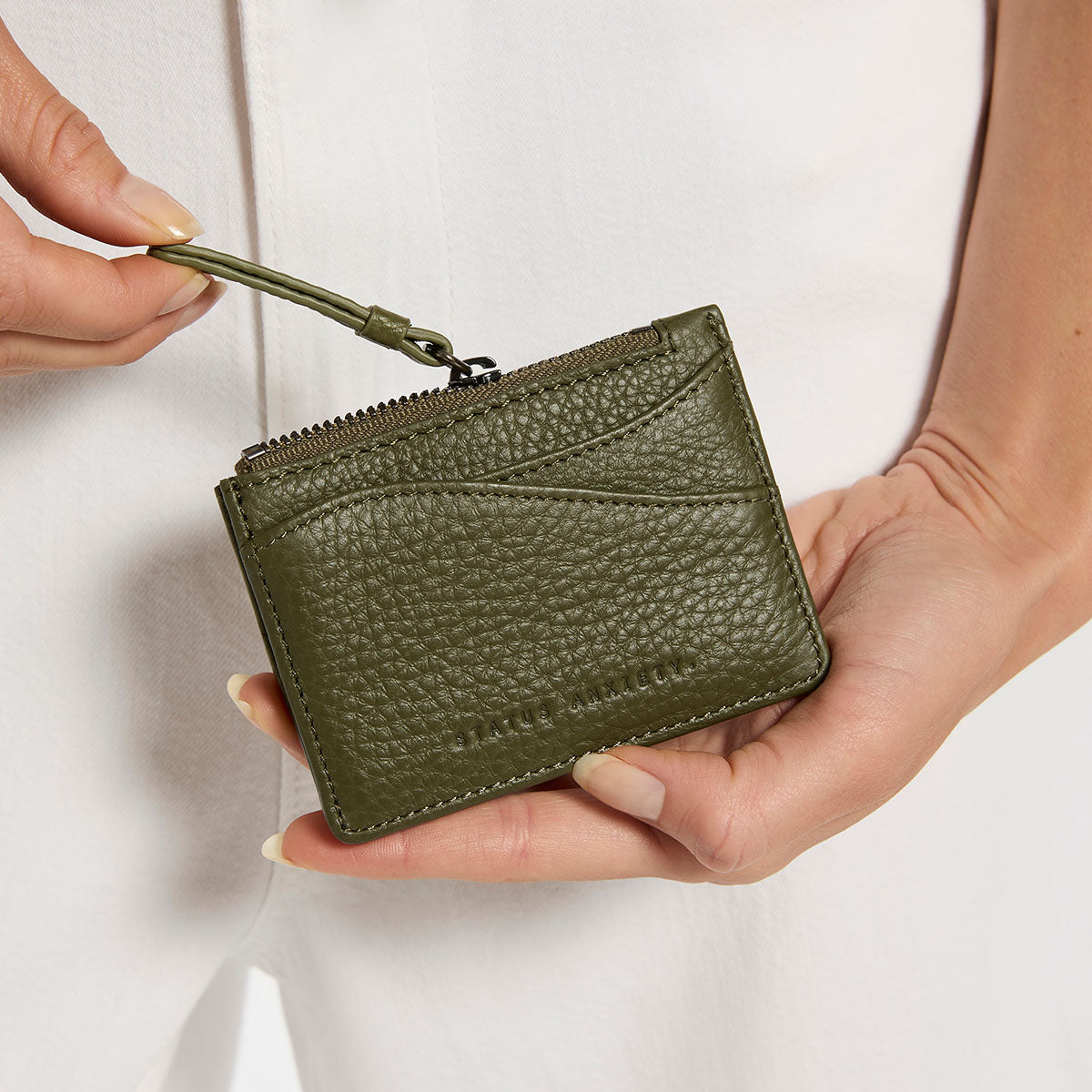 Status Anxiety Hearts Still Beating Leather Wallet Khaki