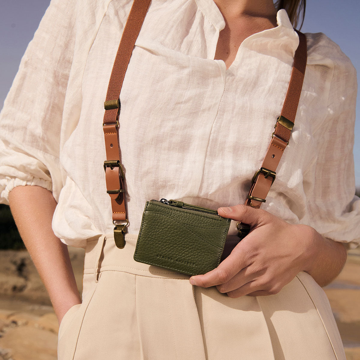 Status Anxiety Hearts Still Beating Leather Wallet Khaki