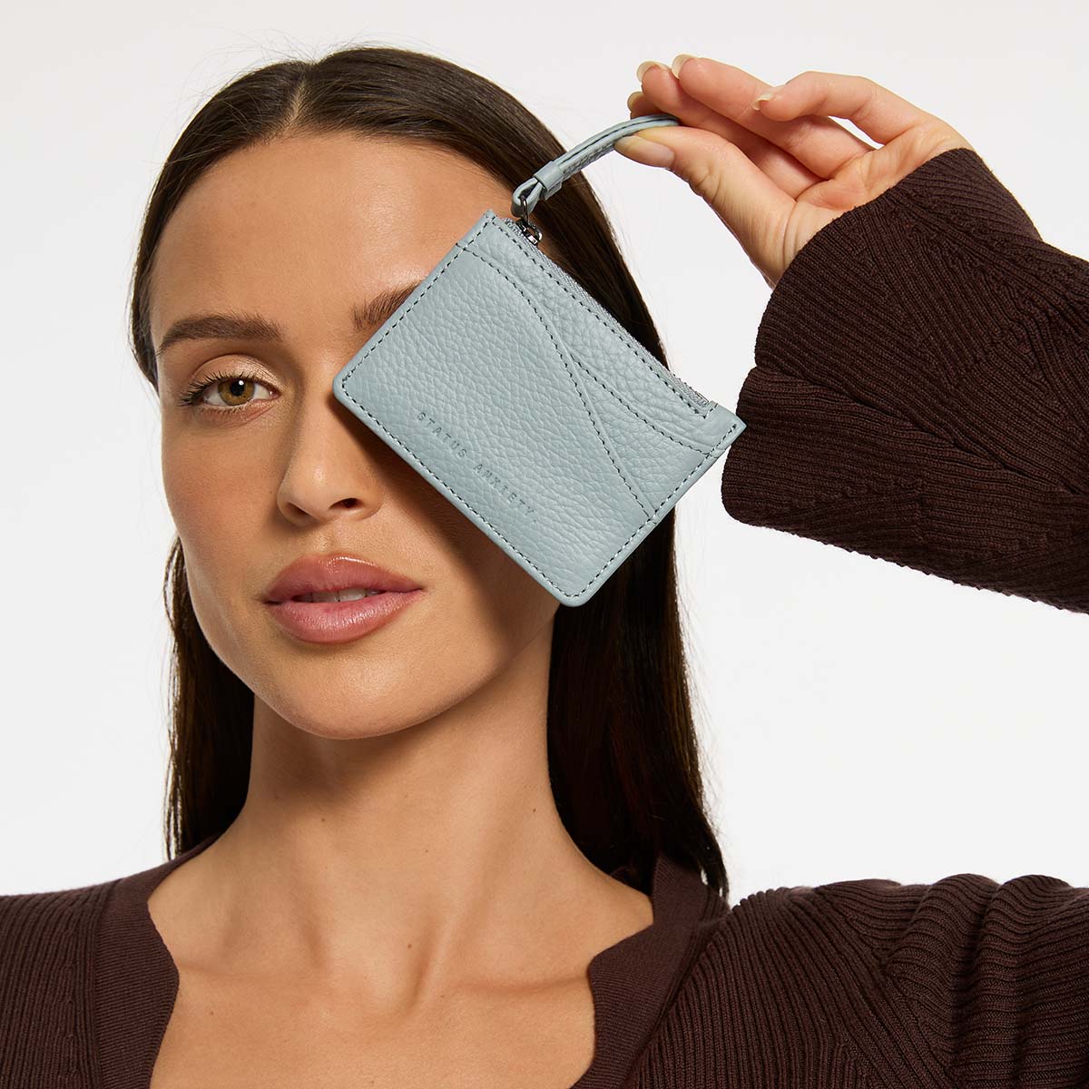 Status Anxiety Hearts Still Beating Leather Wallet Powder Blue