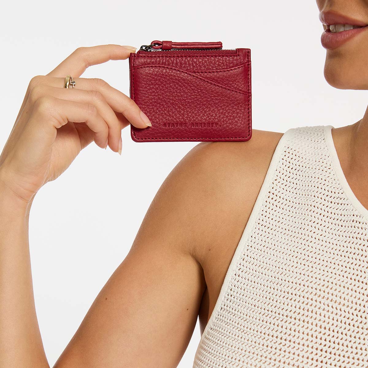 Status Anxiety Hearts Still Beating Leather Wallet Rouge