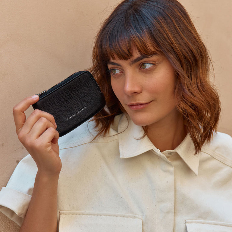 Status Anxiety Left Behind Women's Leather Pouch Black