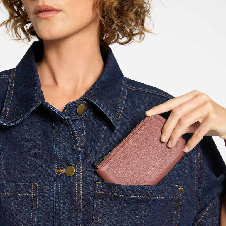 Status Anxiety Left Behind Women's Leather Pouch Dusty Rose