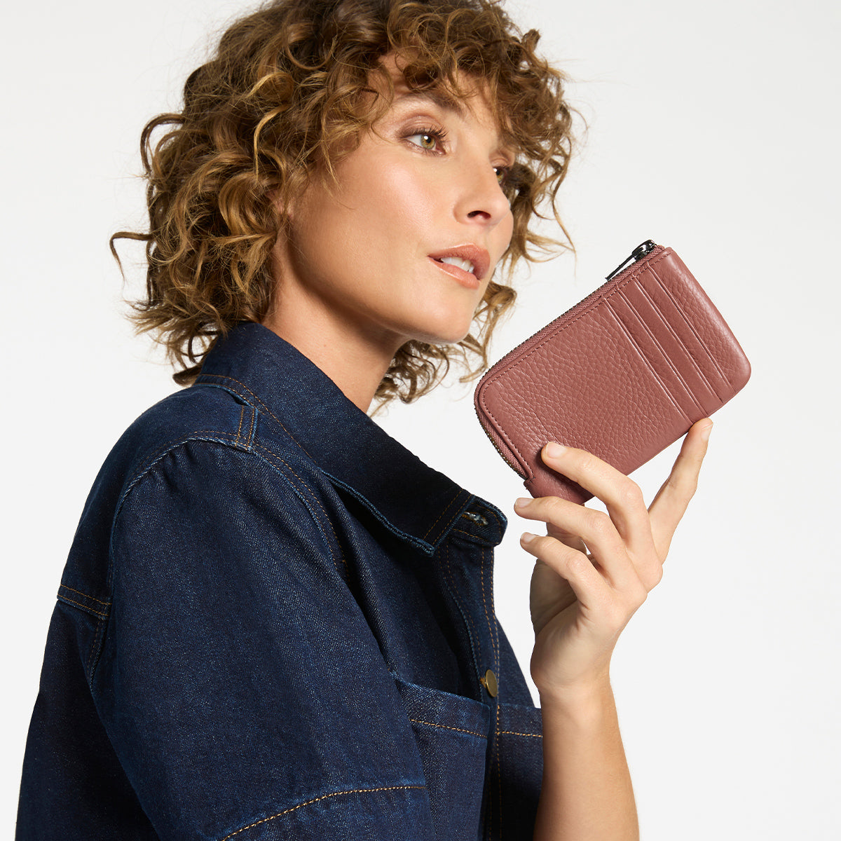 Status Anxiety Left Behind Women's Leather Pouch Dusty Rose
