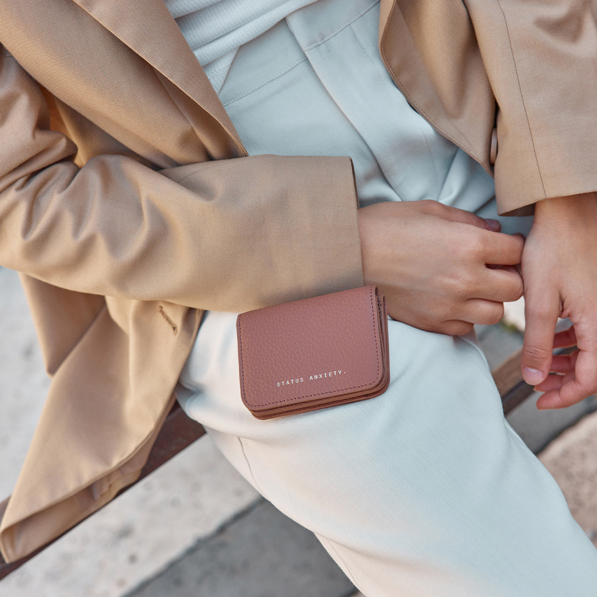 Status Anxiety Miles Away Women's Leather Wallet Dusty Rose