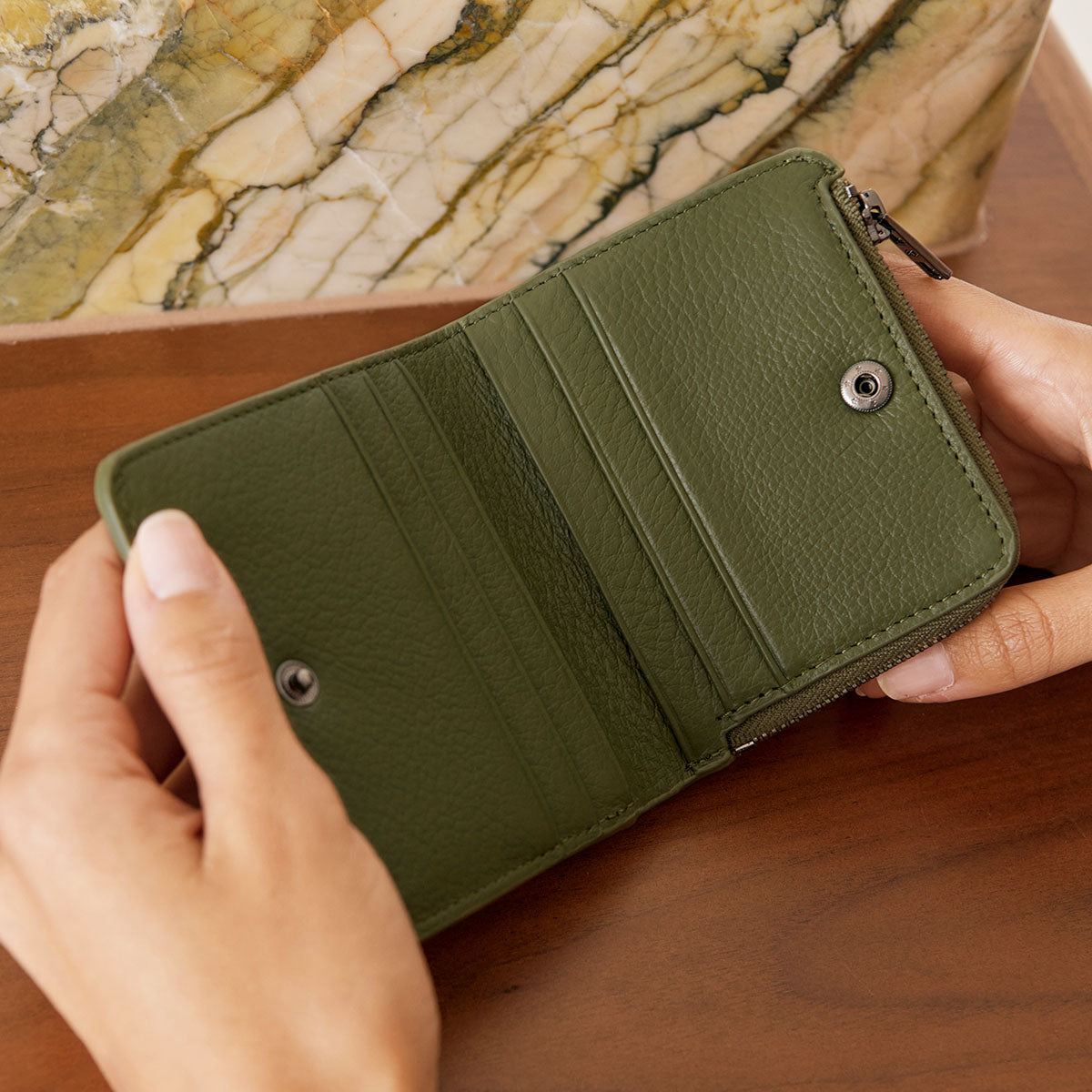 Status Anxiety Sense Of Wonder Women's Leather Wallet Khaki