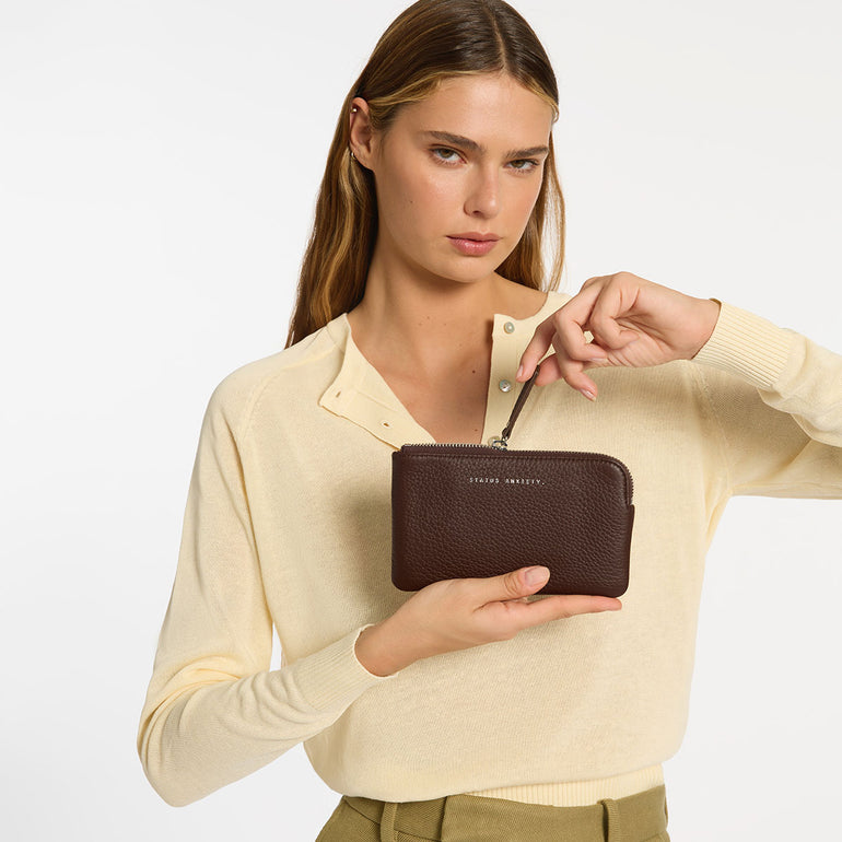 Status Anxiety Smoke and Mirrors Women's Leather Pouch Wallet Cocoa