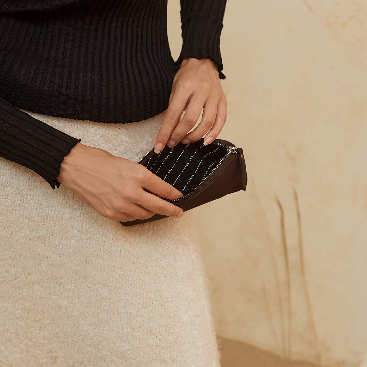 Status Anxiety Smoke and Mirrors Women's Leather Pouch Wallet Cocoa