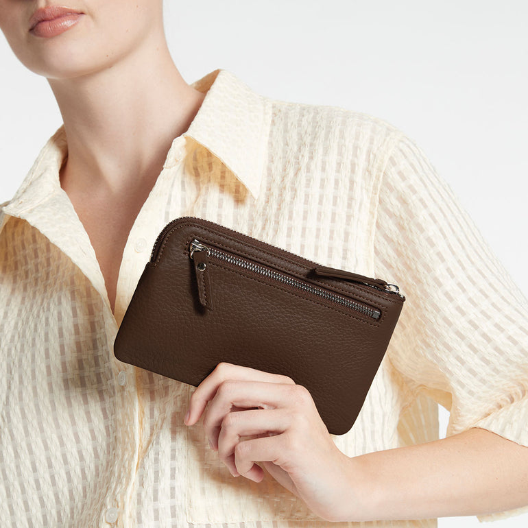 Status Anxiety Smoke and Mirrors Women's Leather Pouch Wallet Cocoa
