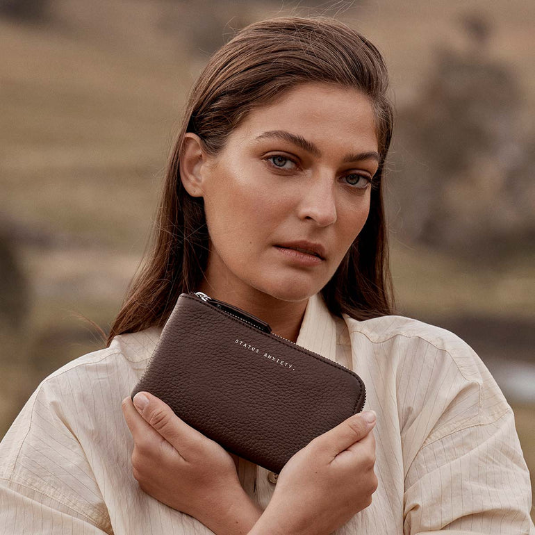 Status Anxiety Smoke and Mirrors Women's Leather Pouch Wallet Cocoa