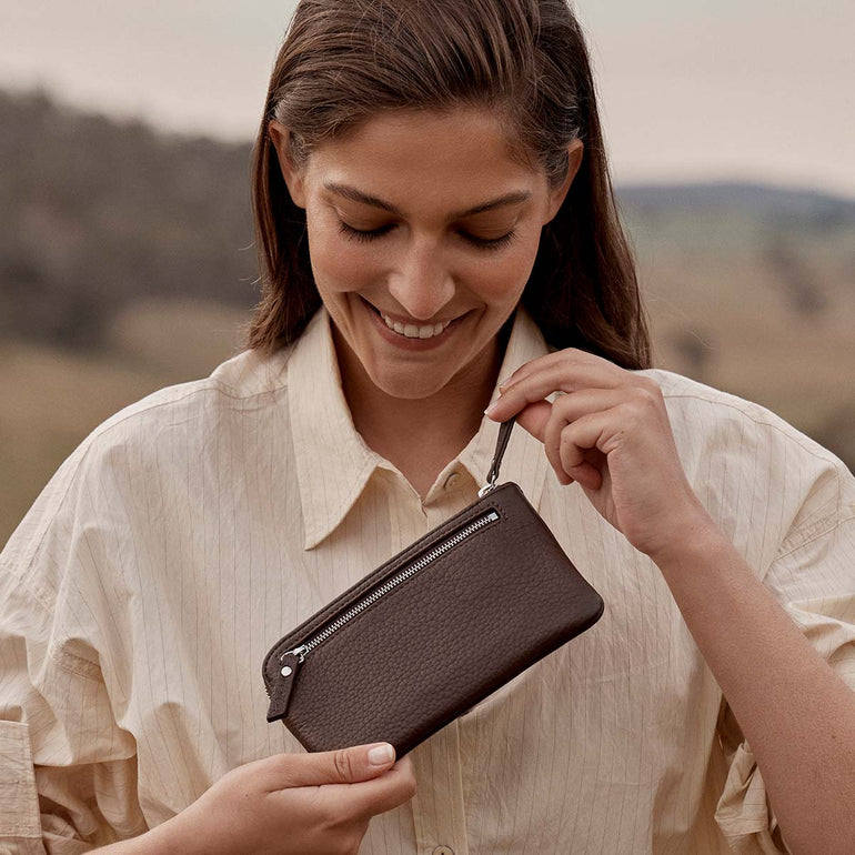 Status Anxiety Smoke and Mirrors Women's Leather Pouch Wallet Cocoa