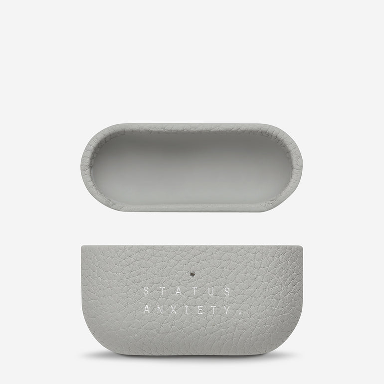 Status Anxiety Miracle Worker Leather Airpods Case Light Grey