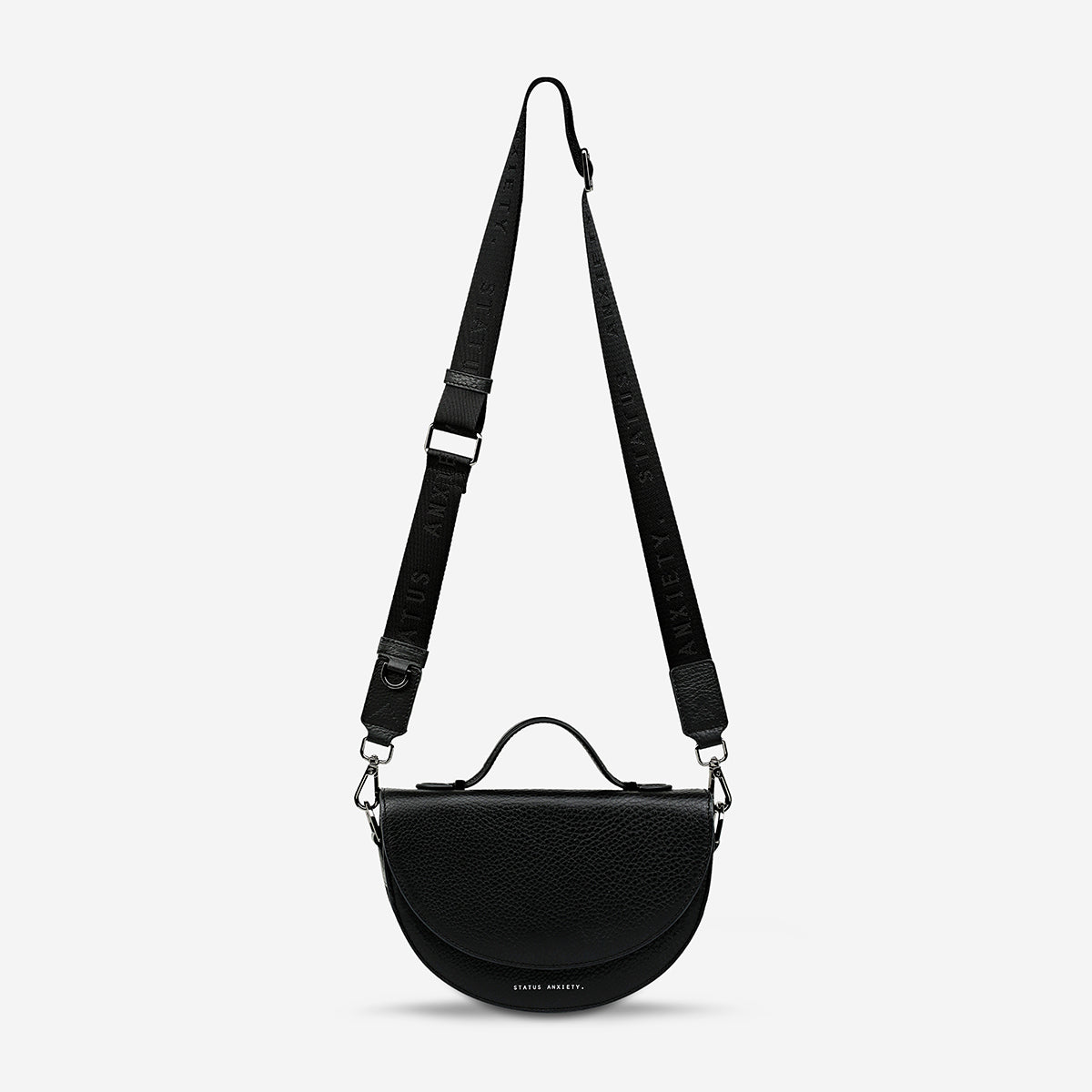 Status Anxiety All Nighter With Webbed Strap Women's Leather Crossbody Bag Black