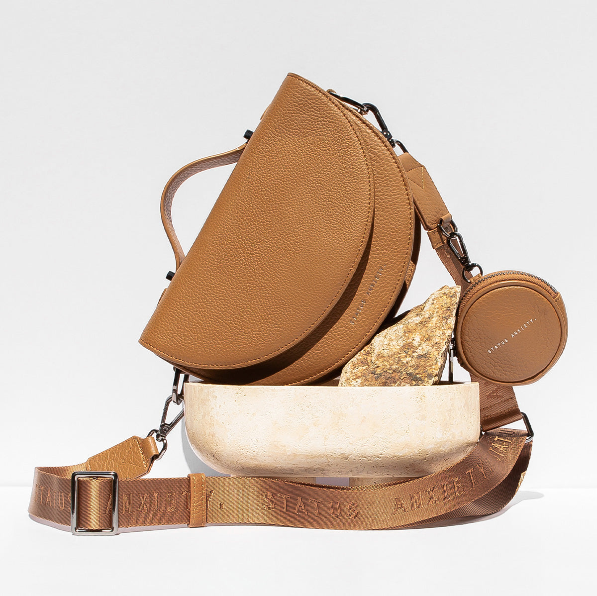 Status Anxiety Go With Me Women's Leather Pouch Tan
