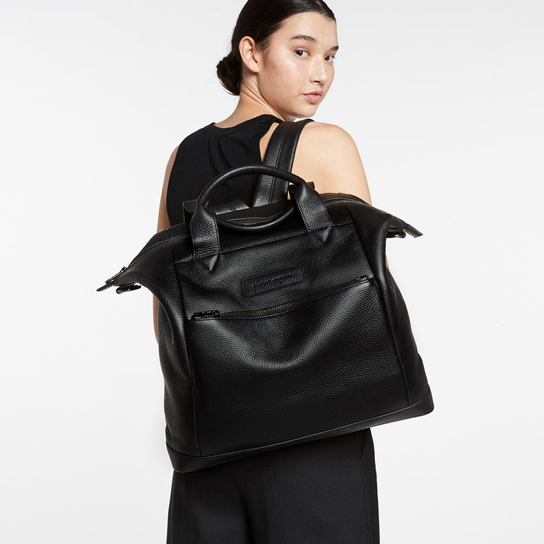 Status Anxiety Comes In Waves Leather Baby Bag Black