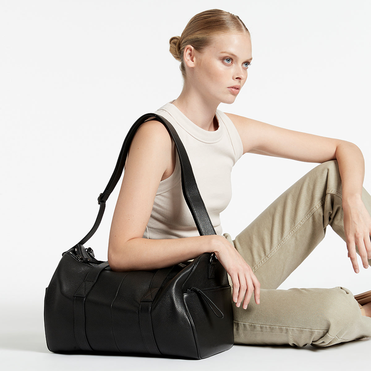 Deep End Women s Gunmetal Black Leather Baby Bag Status Anxiety