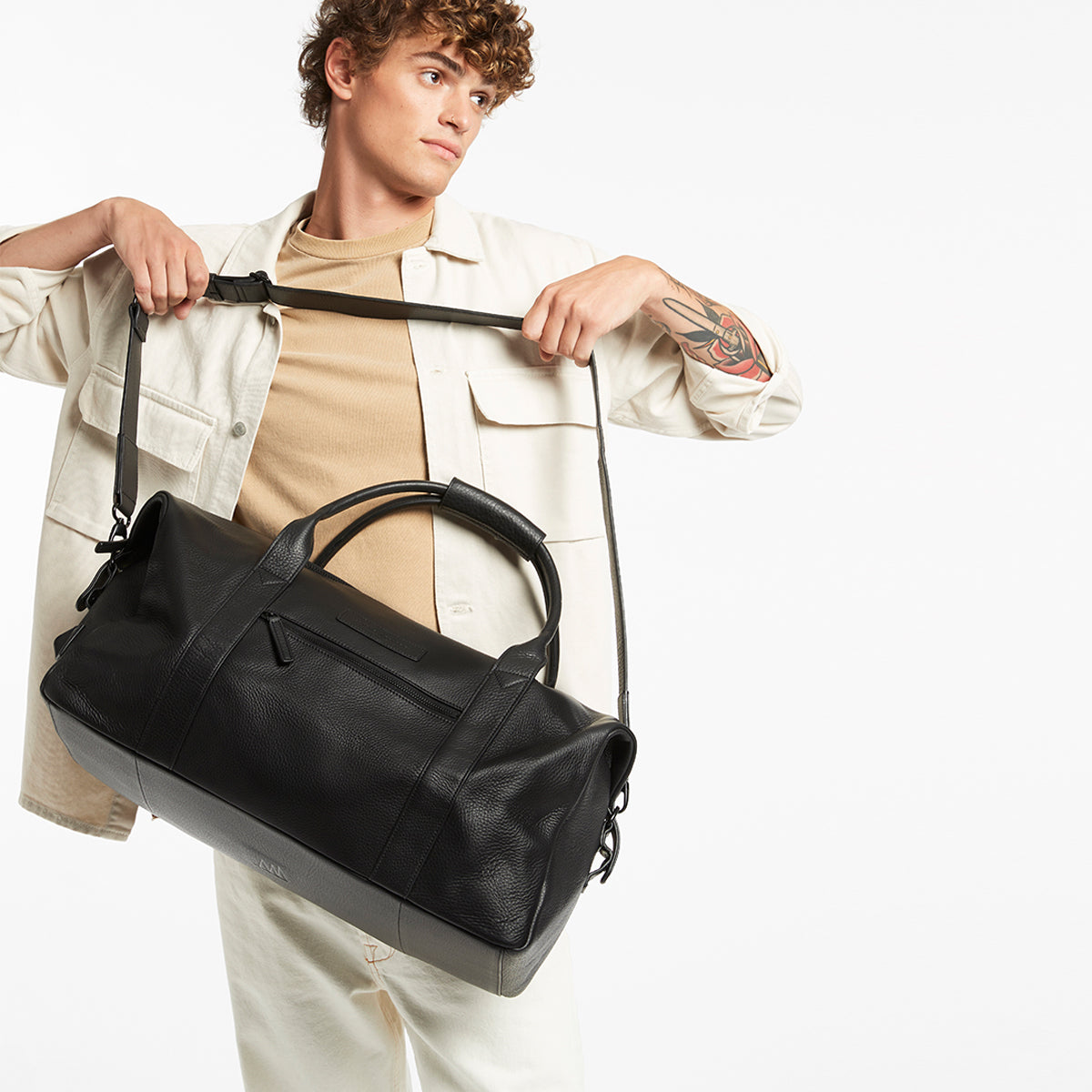 Everything I Wanted Black Leather Duffle Bag Status Anxiety