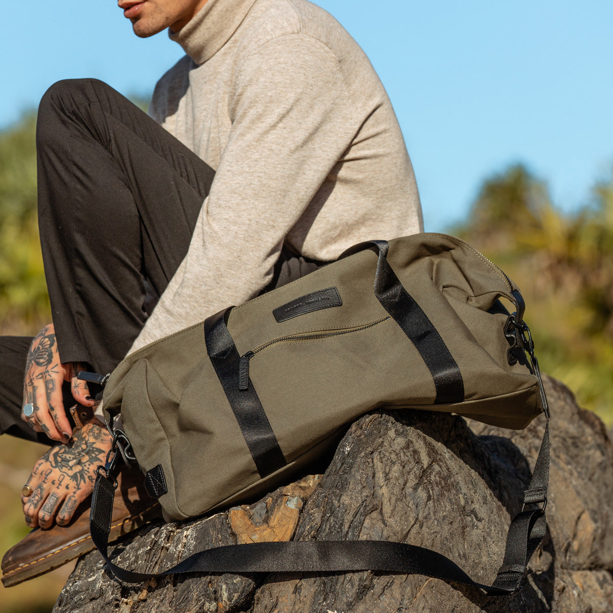 Status Anxiety Everything I Wanted Duffle Bag Khaki Canvas