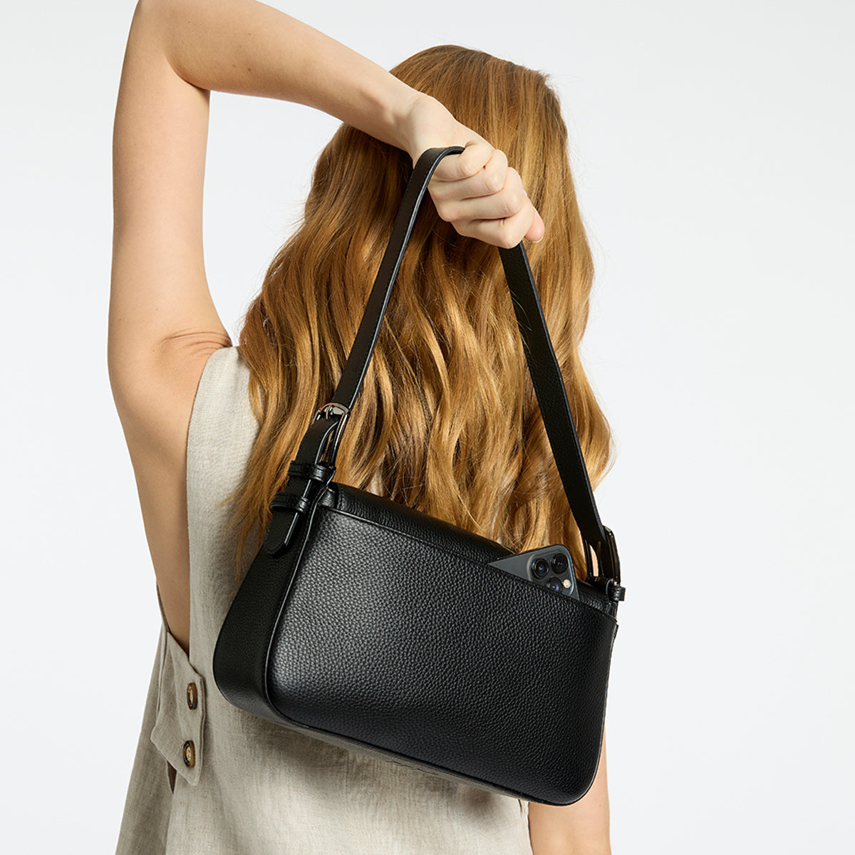 Womens black leather shoulder bag cheap
