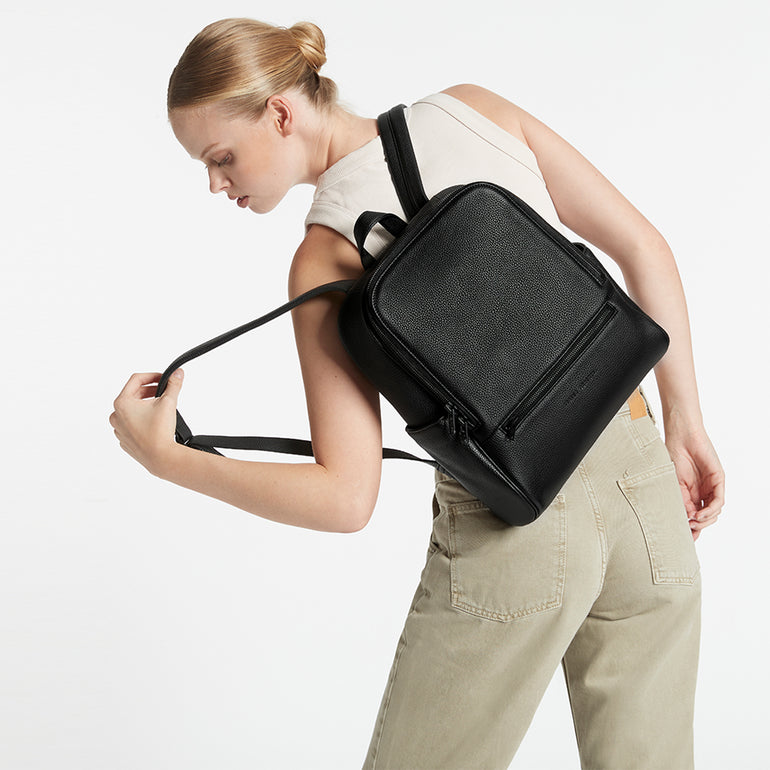 If You Call Women's Black Leather Backpack
