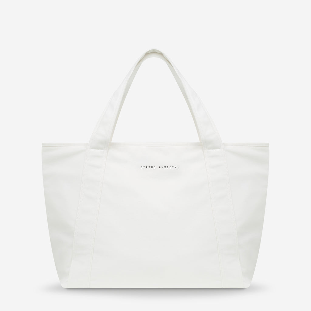 In the Light White Beach Tote Bag | Status Anxiety®