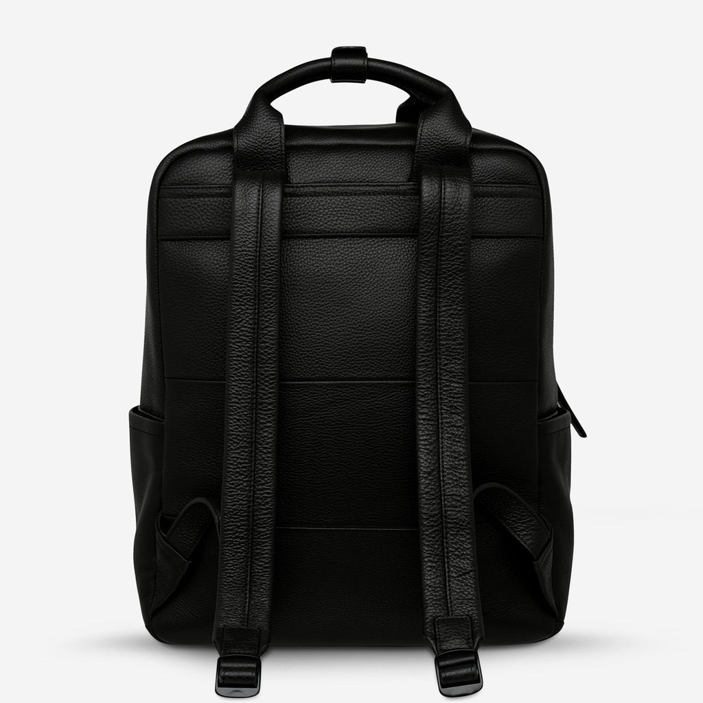 Invasion Of Privacy Black Leather Backpack | Status Anxiety®