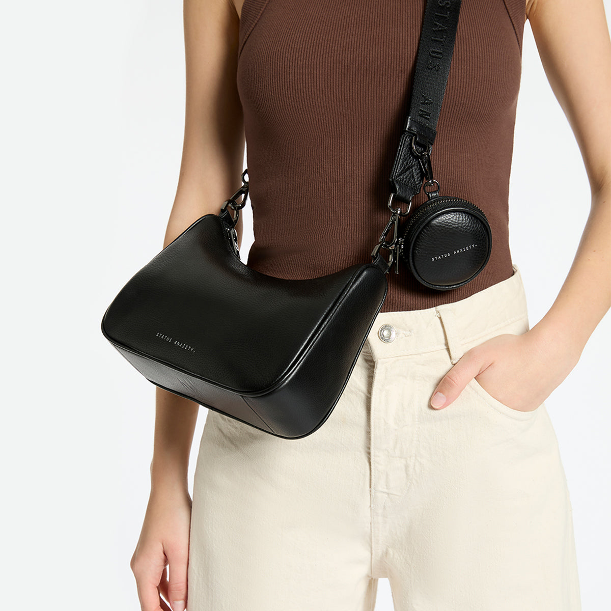 Status Anxiety Go With Me Women's Leather Pouch Black