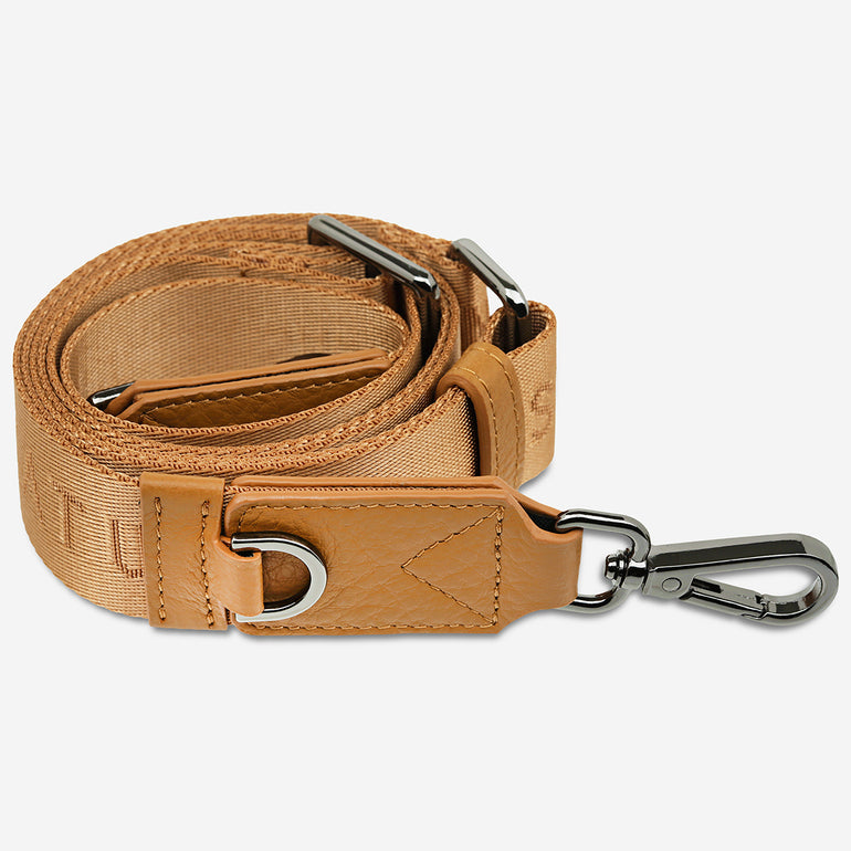 Status Anxiety Tan Thin Webbed Strap for Bags 