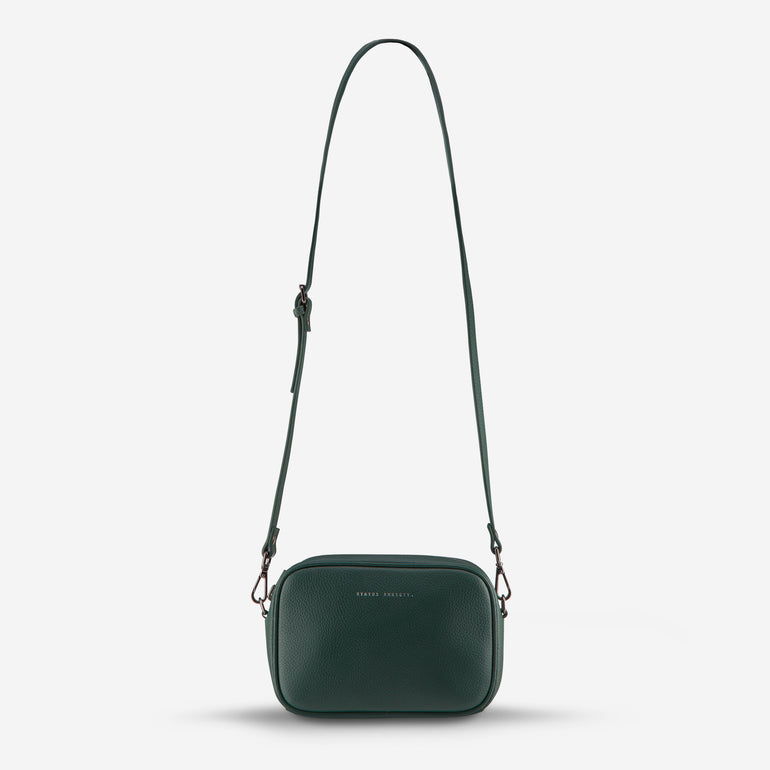 Crossbody Handbag Italian Leather Green & Tan