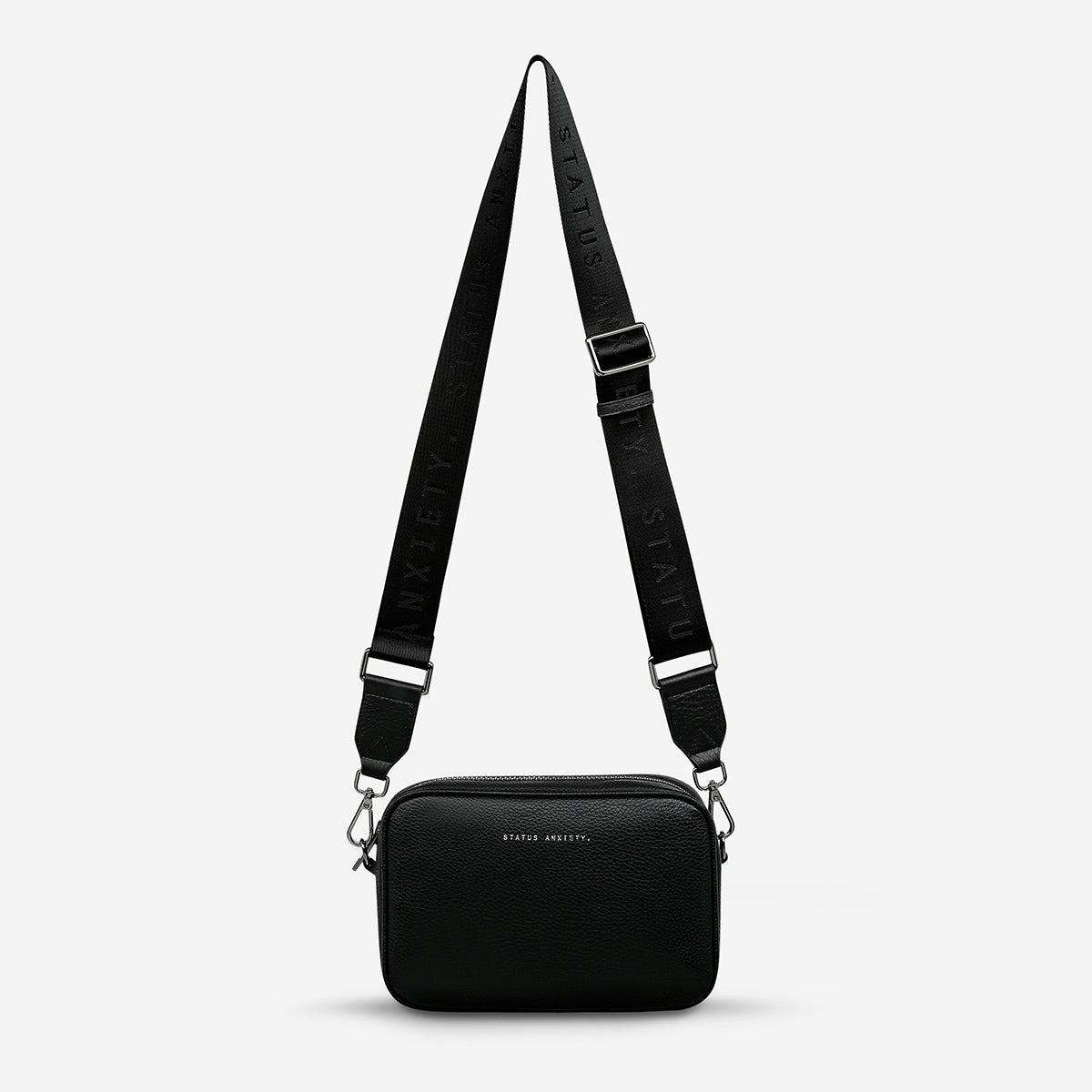 Plunder With Webbed Strap Black Crossbody Bag | Status Anxiety®