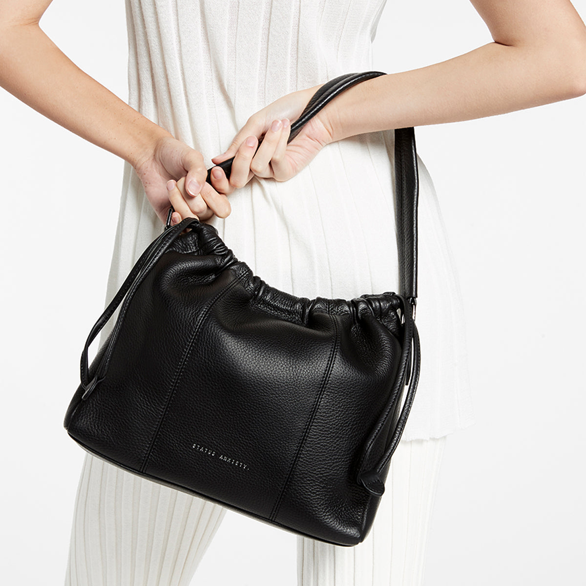 Point Of No Return Women s Black Leather Bag Status Anxiety